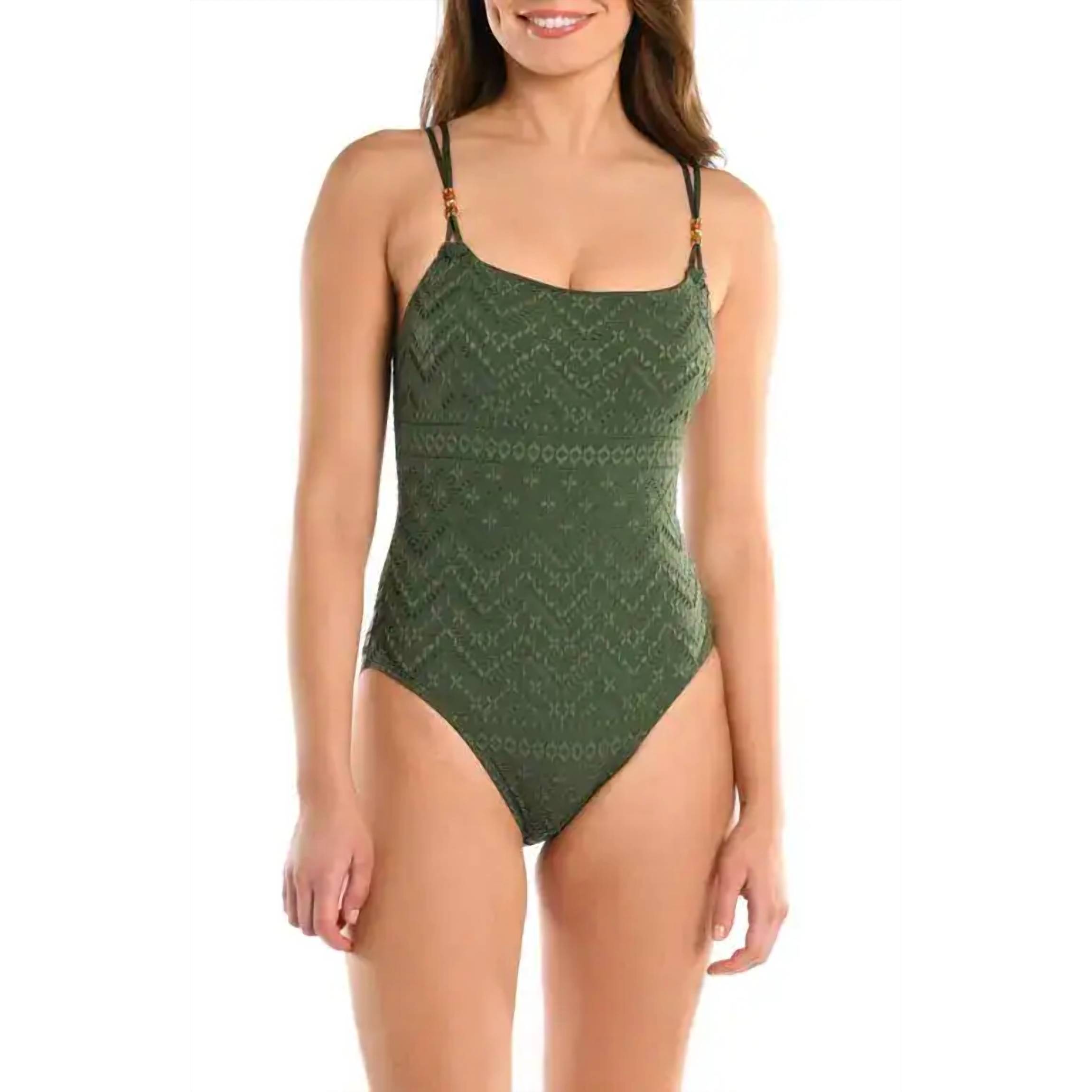 New La Blanca Salt Eyelet One-Piece Swimsuit In Green